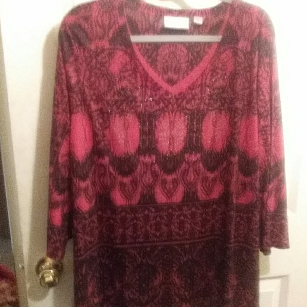 NWOT Gorgeous Bright Red with Black Tunic